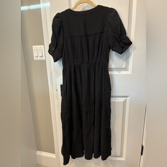 NWOT Madewell Lightspun Button Front Midi Dress (size 0, black) - Picture 2 of 3